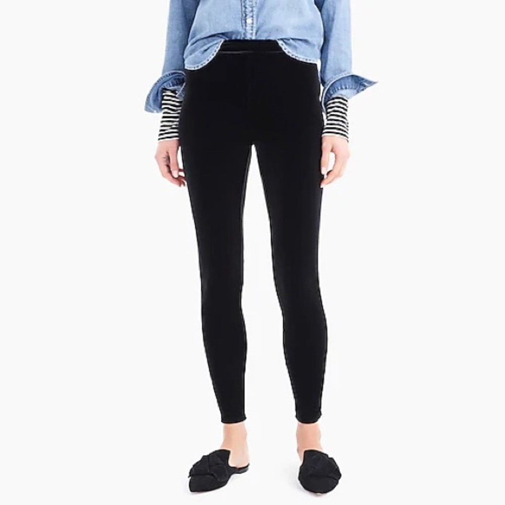 J.Crew Stretch velvet leggings pants in black K3653